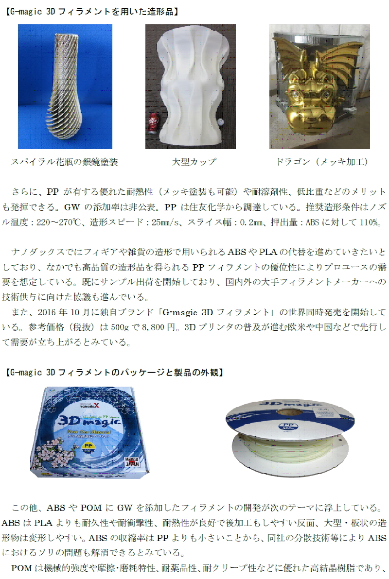 ナノダックス株式会社は矢野経済研究所の３Ｄプリンター材料市場調査に掲載されました。